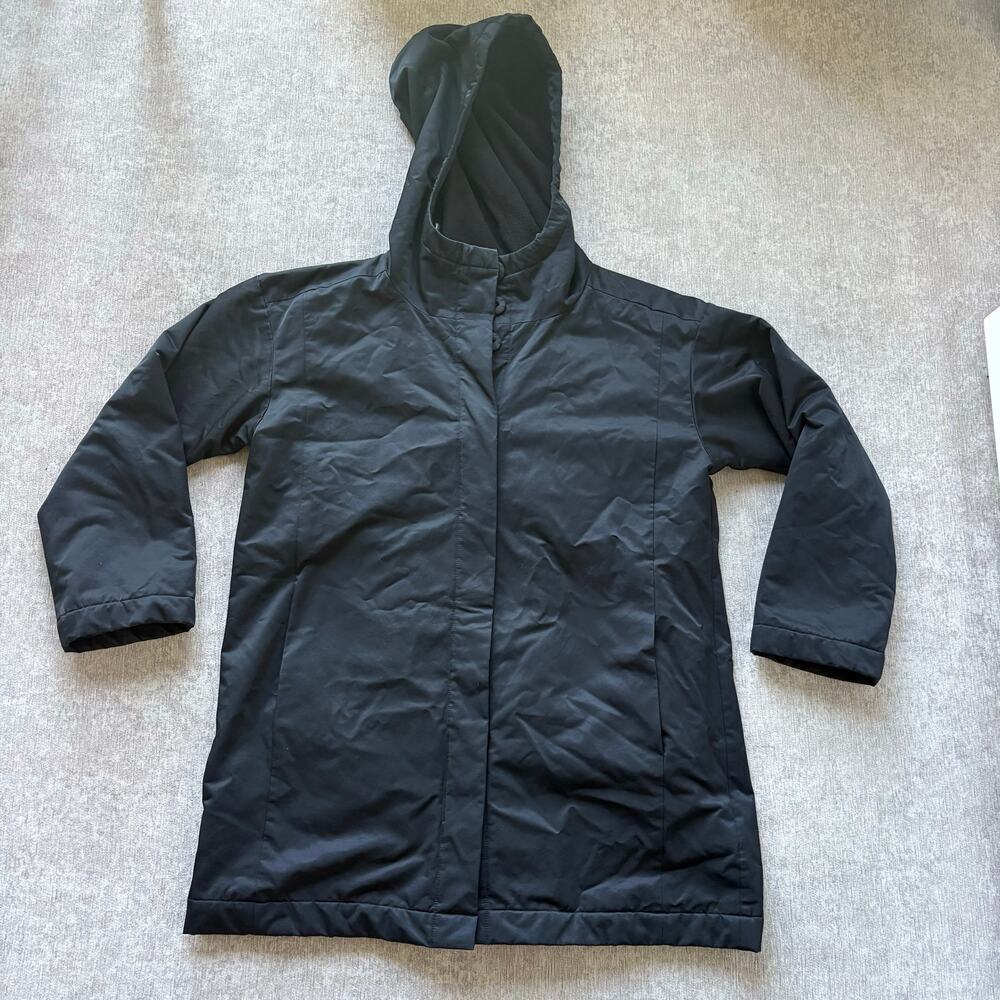 Eileen Fisher Winter Black Fleece Lined Rain Coat
